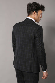 Black Checked 3 Piece Linen Suit | Wessi