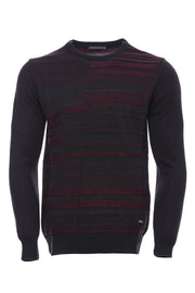 Black Chest Patterned Circleneck Sweater