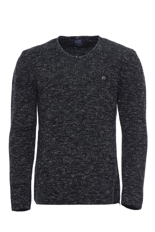 Black Circle Neck Patterned Knitwear