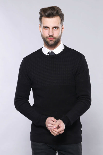 Black Circle Neck Sweater | Wessi