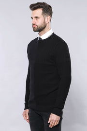 Black Circle Neck Sweater | Wessi