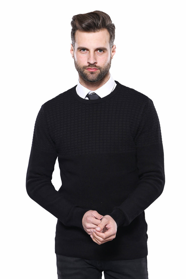 Black Circle Neck Sweater | Wessi