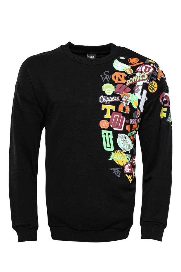 Black Crew Neck Printed Sweatshirt