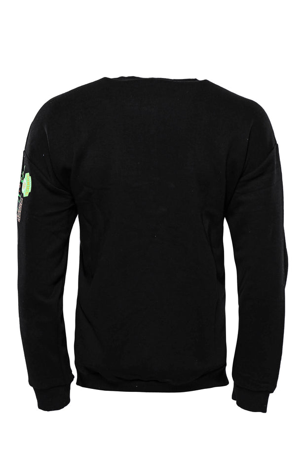 Black Crew Neck Printed Sweatshirt