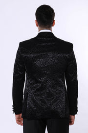 Black Floral Patterned Party Men's Blazer