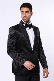 Black Floral Patterned Party Men's Blazer