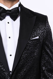 Black Floral Patterned Party Men's Blazer