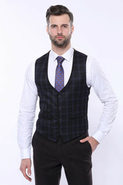 Black Plaid Men's Winter 3 Piece Suit