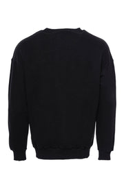 Black Plain Circle Neck Sweatshirt