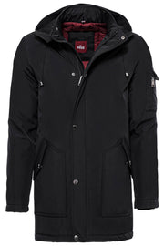 Black Pocket Hooded Men's Coat