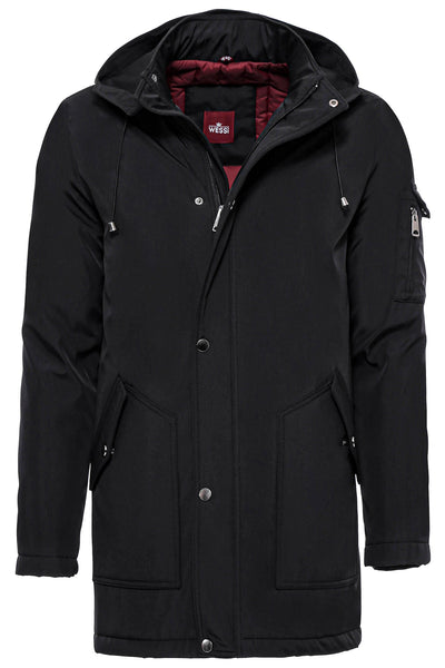 Black Pocket Hooded Men's Coat