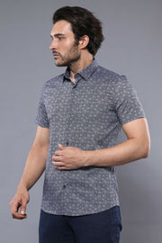 Black Short Sleeve Floral Patterned Men's Shirt | Wessi