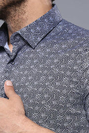 Black Short Sleeve Floral Patterned Men's Shirt | Wessi