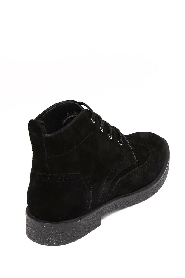 Black Suede Laced Ankle Boots | Wessi