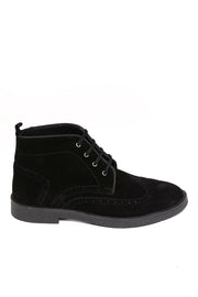 Black Suede Laced Ankle Boots | Wessi