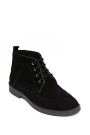 Black Suede Laced Ankle Boots | Wessi