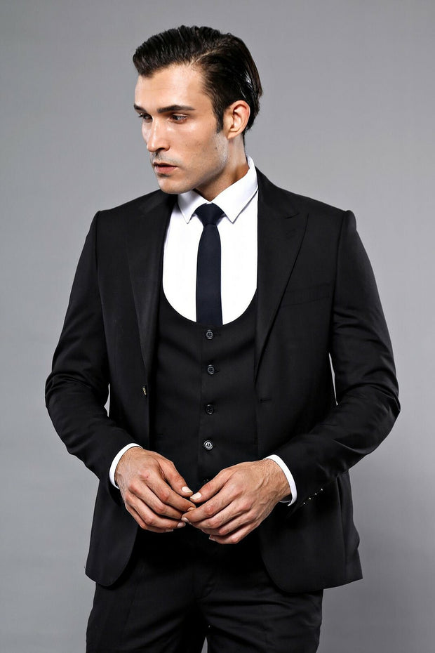 Black Vested Suit