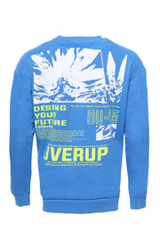 Blue Both Side Printed Circle Neck Men's Sweatshirt