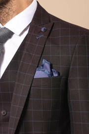 Blue Checked Burgundy Men's Suit | Wessi