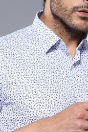 Blue Floral Patterned Short Sleeve Men's Shirt | Wessi