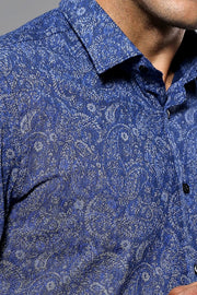 Blue Long Sleeve Patterned Shirt | Wessi