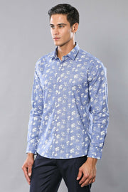 Blue Men's Shirt with Flower Pattern | Wessi