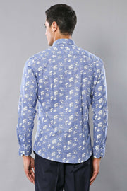 Blue Men's Shirt with Flower Pattern | Wessi