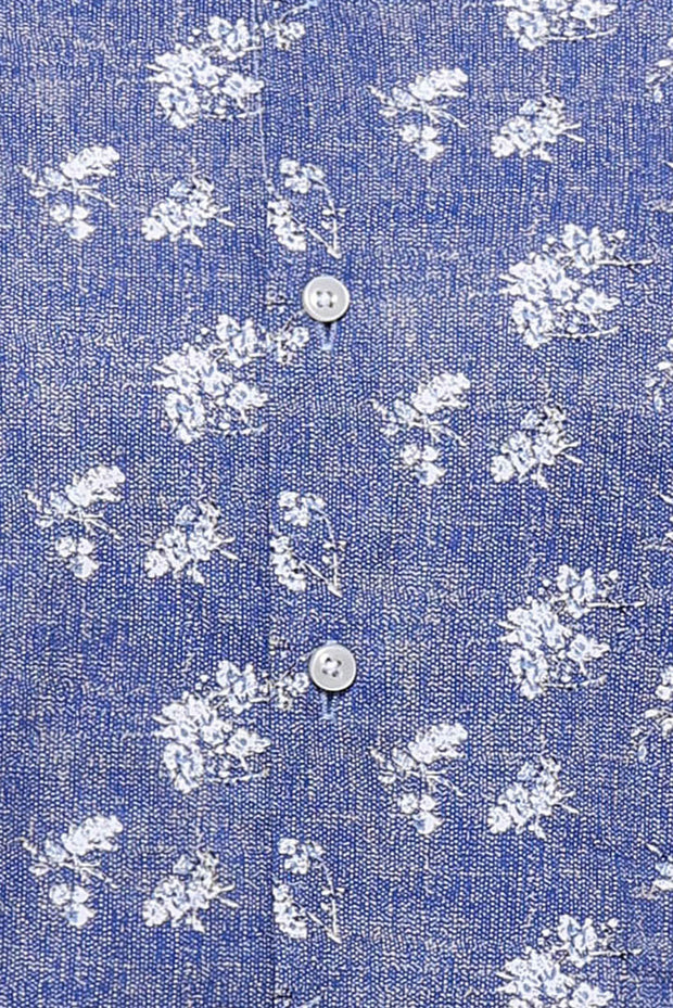 Blue Men's Shirt with Flower Pattern | Wessi