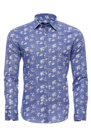 Blue Men's Shirt with Flower Pattern | Wessi