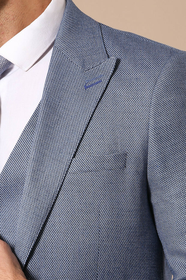 Blue Patterned Men's Suit