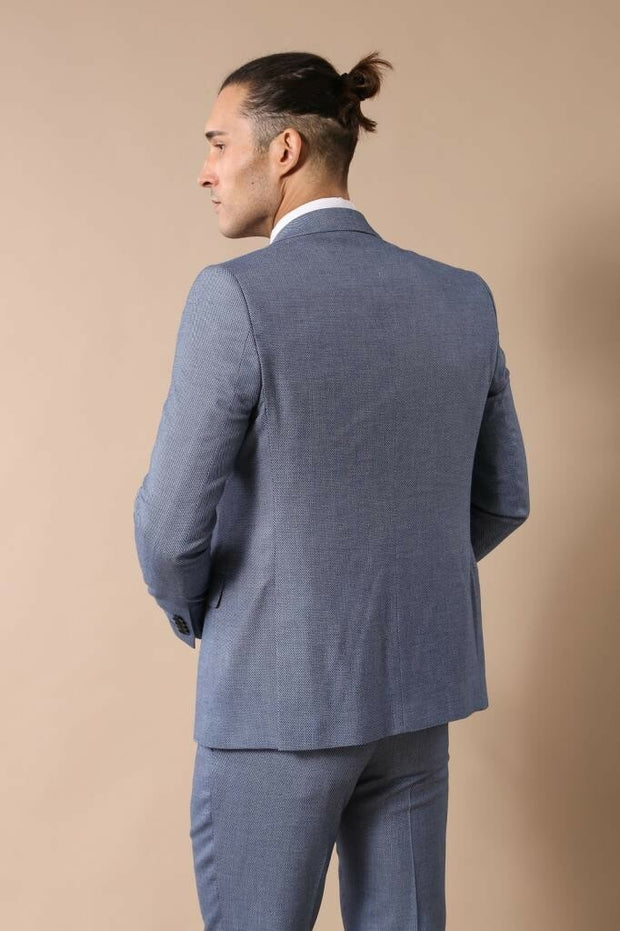 Blue Patterned Men's Suit