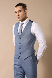 Blue Patterned Men's Suit