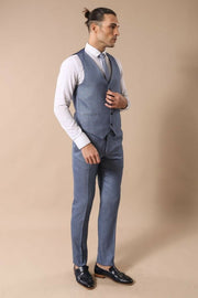 Blue Patterned Men's Suit