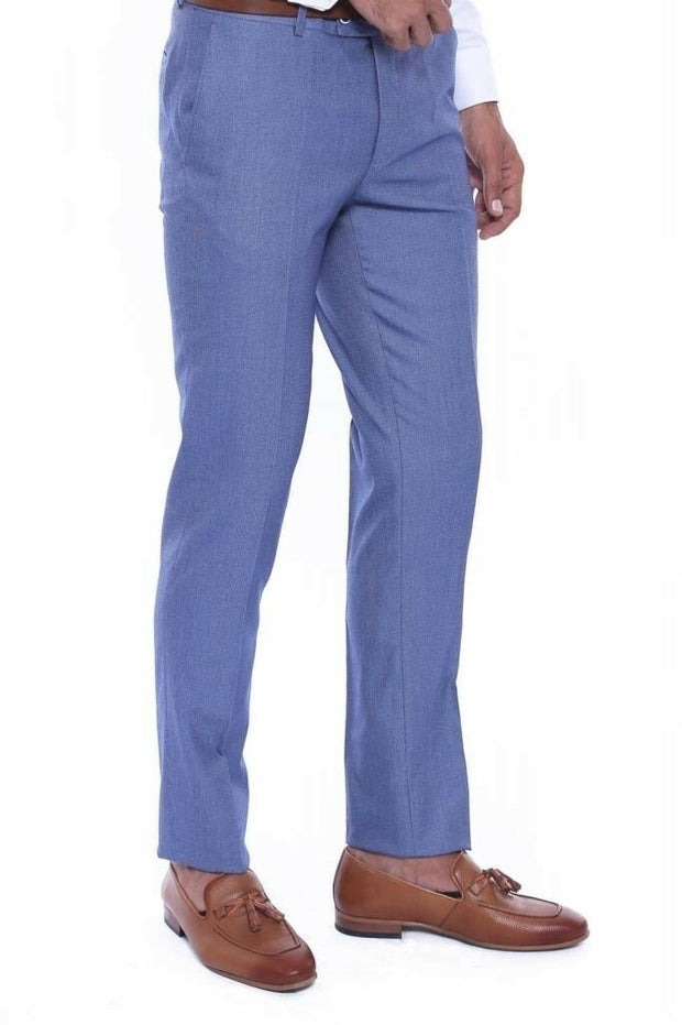 Blue Patterned Men's Trousers