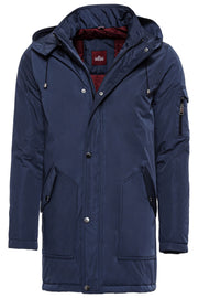 Blue Pocket Hooded Men's Coat $150 - $200, 36, 38, 40, 42, 44, 46, Basic, blue, Coat, Essentials, Hooded, Long Coat, Modern Fit, Outwear, Plain, Pocket, Slim Fit, Snapped, Zippered OutwearCoa