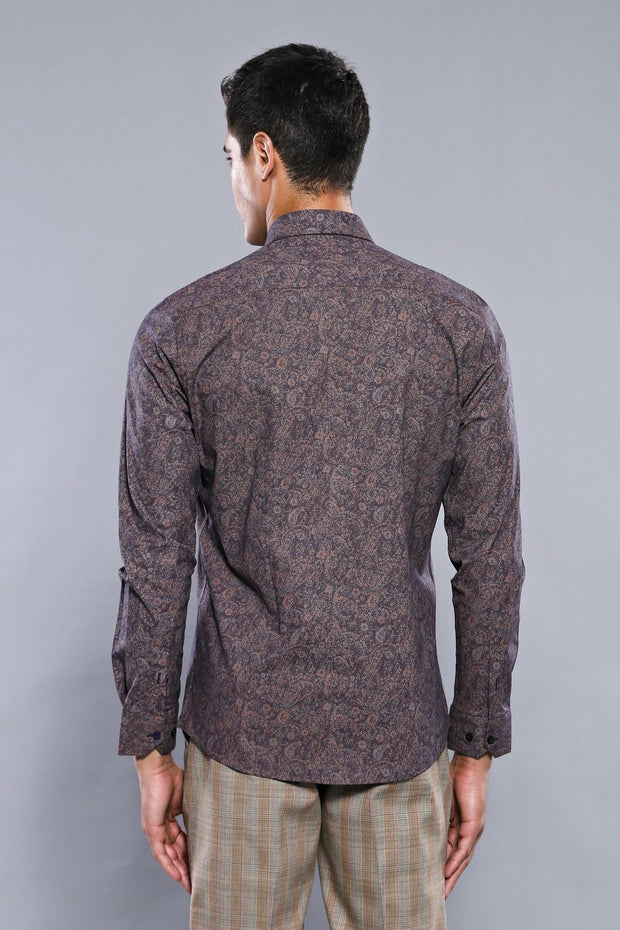 Brown Patterned Shirt | Wessi 3-piece-suit, Casual, Cuff, Daily, Floral, Italian, Long Sleeve, Modern Fit, Patterned, Shirt, Slim Fit, Slim Fit Shirt ShirtSlim Fit Shirt - wessi