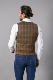 Brown Plaid Vest | Wessi 3-piece-suit, 34, Brown, Modern Fit, Slim Fit, tan, Vest Vest - wessi