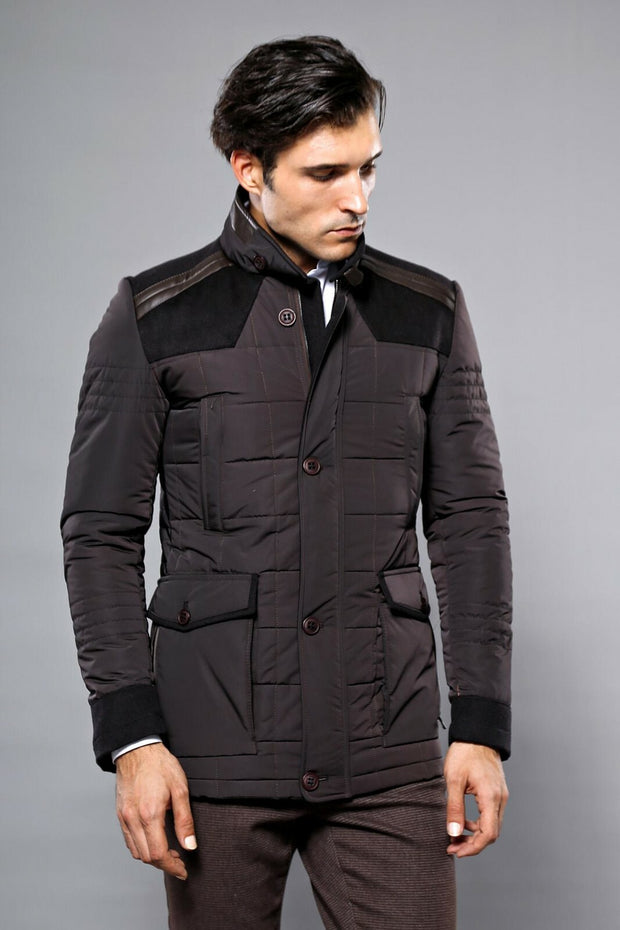 Brown Quilted Coat 3-piece-suit, 36, 46, Jackets, Outwear, Puffer Coats, Quilted OutletCoat - wessi