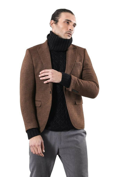 Brown Slim Fit Jacket for Men | Wessi $50 - $100, 40, 42, Basic, Brown, Casual, Daily, Essentials, Men's Blazers, Modern Fit, Office, Peak, Peak Lapel, Plain, Slim Fit, Slim Fit Blazers Outle