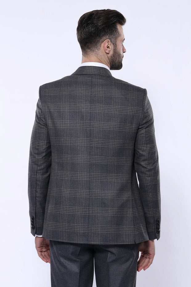 Brown Suit With Checked Blazer | Wessi 3 Piece Suits, 3-piece-suit, 34, 36, 48, Beige, Brown, Checked, Cream, mens-suit_obsolete, Peak, Peak Lapel, Plaid, Suit Suit3 Piece Suits - wessi