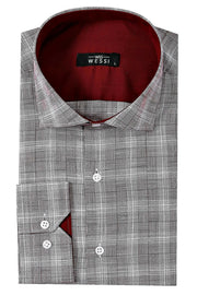 Burgundy Checked Men's Shirt | Wessi 3-piece-suit, Casual, Checked, Cuff, Daily, Italian, Long Sleeve, Modern Fit, Office, Patterned, Plaid, Shirt, Slim Fit, Slim Fit Shirt, Sport ShirtSlim F