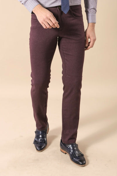 Burgundy Patterned Pants | Wessi 3-piece-suit, 30, 32, 34, 36, 38, 40, Cachet Pant, Modern Fit, Slim Fit, Trouser TrouserCachet Pant - wessi