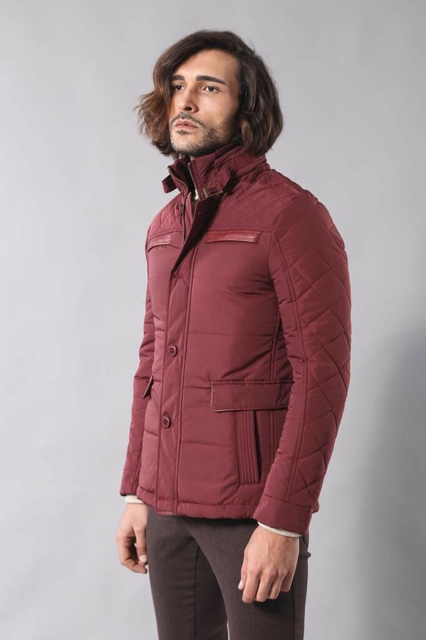 Burgundy Quilted Snap Coat 3-piece-suit, 36, 38, 40, 42, 44, 46, Jackets, Outwear, Puffer Coats, Quilted, Zippered OutletCoat - wessi