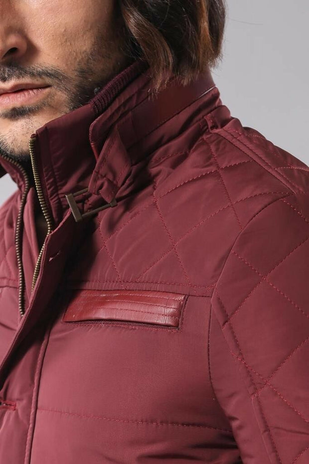 Burgundy Quilted Snap Coat 3-piece-suit, 36, 38, 40, 42, 44, 46, Jackets, Outwear, Puffer Coats, Quilted, Zippered OutletCoat - wessi