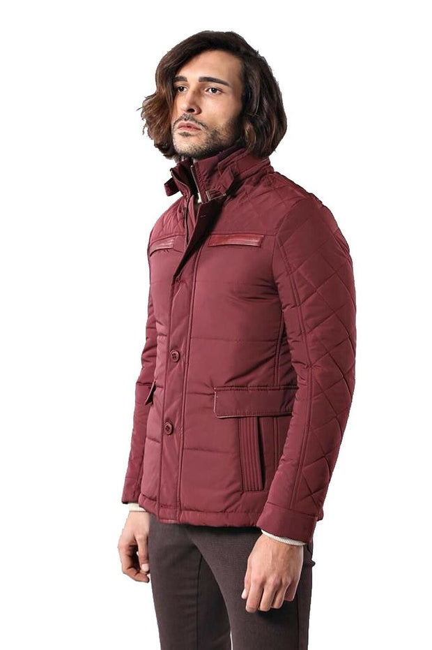 Burgundy Quilted Snap Coat 3-piece-suit, 36, 38, 40, 42, 44, 46, Jackets, Outwear, Puffer Coats, Quilted, Zippered OutletCoat - wessi