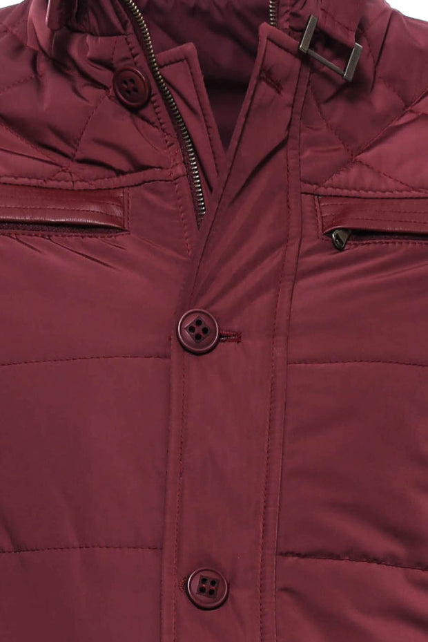 Burgundy Quilted Snap Coat 3-piece-suit, 36, 38, 40, 42, 44, 46, Jackets, Outwear, Puffer Coats, Quilted, Zippered OutletCoat - wessi