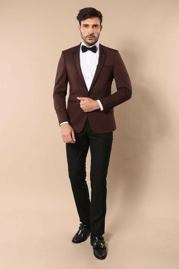 Burgundy Shawl Lapel Tuxedo | Wessi 3-piece-suit, 34, 36, 38, 40, 42, 44, mens-suit_obsolete, Modern Fit, Party, Peak, Peak Lapel, Shawl, Slim Fit, Slim Fit Suit, Suit, Wedding OutletSuit - w