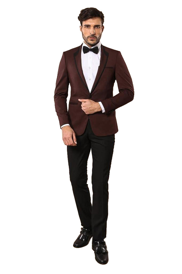 Burgundy Shawl Lapel Tuxedo | Wessi 3-piece-suit, 34, 36, 38, 40, 42, 44, mens-suit_obsolete, Modern Fit, Party, Peak, Peak Lapel, Shawl, Slim Fit, Slim Fit Suit, Suit, Wedding OutletSuit - w