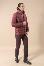 Burgundy Short Down Jacket | Wessi $50 - $100, 36, 38, 40, 42, 44, 6 Drop, Burgundy, Casual, Jackets, Mandarin Collar, Modern Fit, Outwear, Puffer Coats, Quilted, Quilted Jackets, Slim Fit, Z