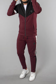 Burgundy Side Striped Sweatpants Daily, Sport, Sport Clothing, Striped, Sweatpants Sport ClothingSweatpants - wessi